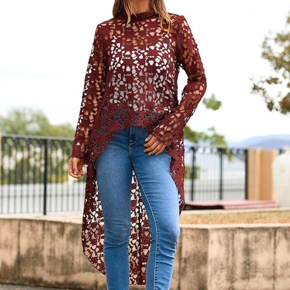 ✨ PRETTYGARDEN High-Low Lace Asymmetrical Top – NEW WITHOUT TAGS ✨ - Picture 1 of 5